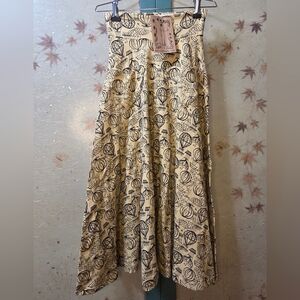 NWT Effie's Heart 'Up & Way' Yellow & Black A-Line Picnic Skirt Sz XS